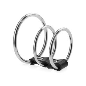   HÁROM FÉM EREKCIÓS GYŰRŰ HÁRMAS RING A HÍMVESSZŐRE BŐR SZÍJJAL 