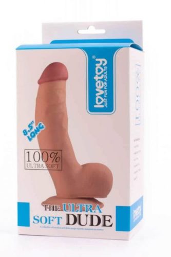 Lovetoy 8.5″ The Ultra Soft Dude – letapsztható dildó nagy herékkel- 21 cm hosszú pénisz