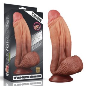   LoveToy Dual Layered Silicone ,10" Nature Cock - Élethű nagy dildó 24,5 cm