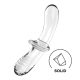 Satisfyer Double Crystal - kétvégű üveg dildó (átlátszó) tapadókorong nélkül