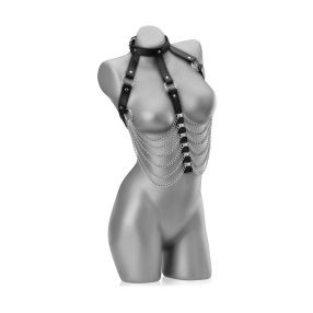  SZEXI BŐR FŰZŐ BDSM GALLÉRRAL ÉS LÁNCOCSKÁKKAL 