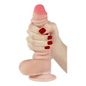   LOVETOY SLIDING-SKIN - KÉTRÉTEGŰ TAPADÓTALPAS DILDÓ - 18CM (NATÚR)