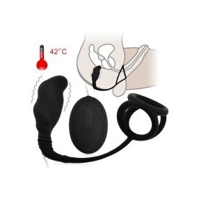   PROSTATA MASSZIROZÓ FELMELEGITHETŐ 42 C FOKI PLUG GYŰRÜVEL A HÍMVESSZŐRE ÉS HERÉKRE - 7 INTENZÍV FUNKCIÓ 
