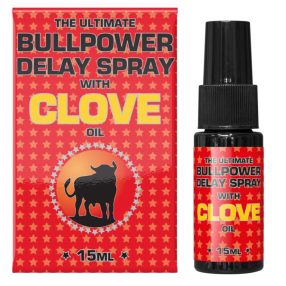   Bull Power Clove Delay Spray (15ml) (en/nl/fr/es/de/it/pl) segít késleltetni az orgazmust és javítani a szexuális teljesítményt.