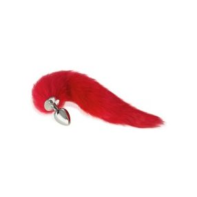   ROZSDAMENTES ACÉL ANAL farok DUGÓ HOSSZÚ Piros RÓKAFAROKKAL