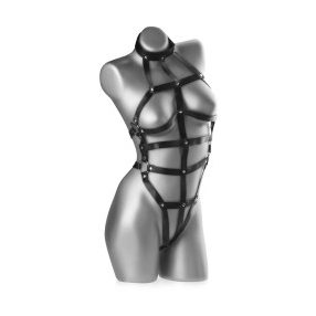   SZABÁLYOZHATÓ BDSM BONDAGE - ÖLTÖZET - BŐR BODY, SZEGECSEKKEL 