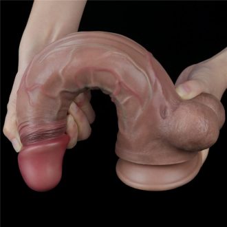   11.5'' Dual Layered Platinum Silicone Cock - nagy barna néger dildó