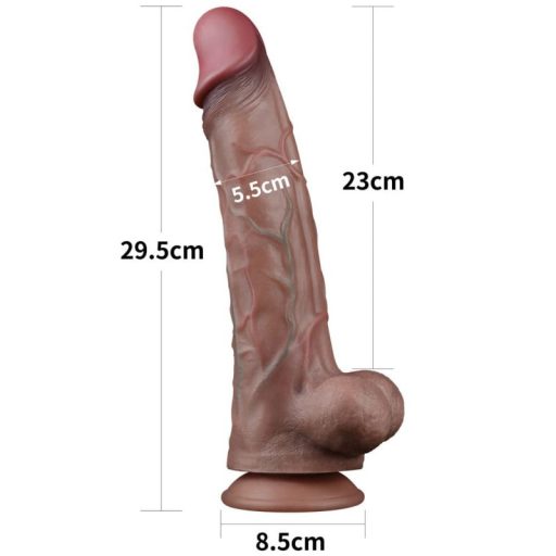 11.5'' Dual Layered Platinum Silicone Cock - nagy barna néger dildó