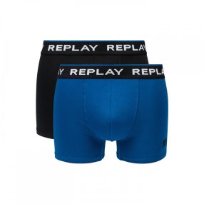   Replay Boxerky Boxer Style 2 Mandzsetta logoVAL  2db doboz - fekete/kobalt kék