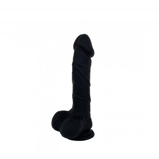 23cm Real Safe Berry Black szilikon dildó - fekete- test színű 