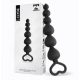 Tardenoche Clyde Beaded Butt Plug with Easy Pull Ring Silicone Black