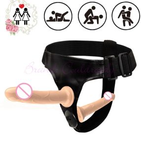   Dupla péniszvégű pánt, ultra elasztikus heveder öv  lila