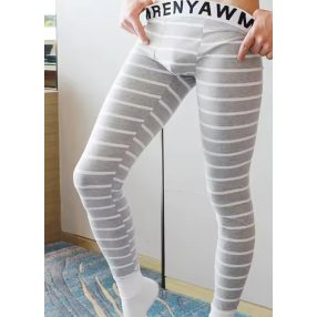   Férfi őszi/téli meleg melltartók csíkos mintás virágmintás kék pamut nadrágok ifjúsági megfázás elleni tiszta pamut nadrágok