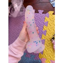   Confetti Dildo Realistic átlátszó szilikon vibrátor erős tapadókoronggal a szabadkezes játékhoz, valósághű pénisz nőknek és pároknak