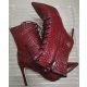 Szexi boka Cowboy csizma női cipők divatos kígyóminta, piros, fehér,  fekete magassarkú női fűzős rövid csizma nagy méret 34-48ig.
