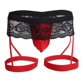   Férfi szexi Sissy csipke fehérnemű tangák,  Gay Jock  tömör alacsony derék - Tanga Hombre Plus  String Homme alsónadrág