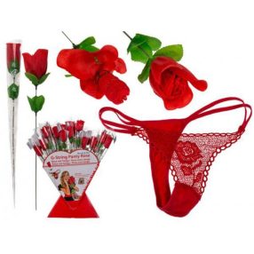 Rose with red G-string tanga