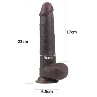 9'' Sliding Skin Dual Layer Dong Brown- barna nagy dildo