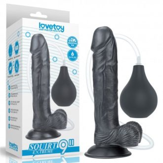   9'' Squirt Extreme Dildo - Black extrém spriccelő fekete dildó