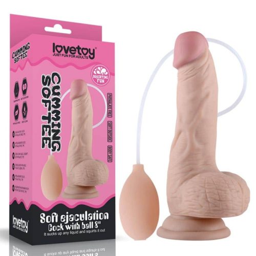 8" Soft Ejaculation Cock With Ball Flesh dildo - spriccelő dildo