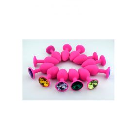 Pink szilikon anál plug csillogó véggel-kis méret.