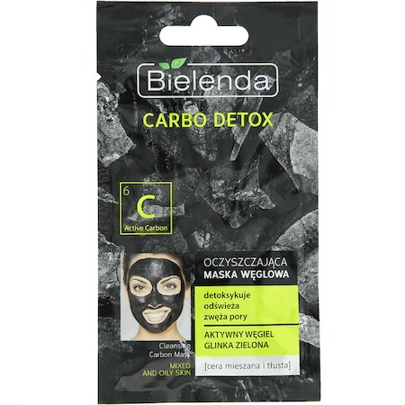 Bielenda Carbo Detox Méregtelenítő maszk, Aktív szénnel a kombinált és zsíros bőr tisztítására, 8 g