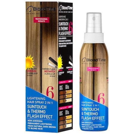 Blond Time Suntouch & Termo Flash 2 az 1 -ben szőkítő spray, haj hő védő, 6. számú, 200 ml hajfesték 