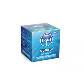   Skins - Natural, 16 db-os óvszer készlet, latex, átlátszó