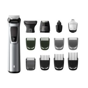   Philips Multigroom 7000 MG7720/15 Szakáll- és hajvágó készülék, 14 az 1-ben, DualCut technológia, vízálló, Ezüst/Fekete