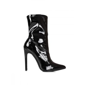   Women's ankle boots on a Shelovet heel made of patent leather lakkcipő fekete