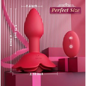 Új rózsa dugó  (plug) távirányítóval 10 frekvenciás vibráció