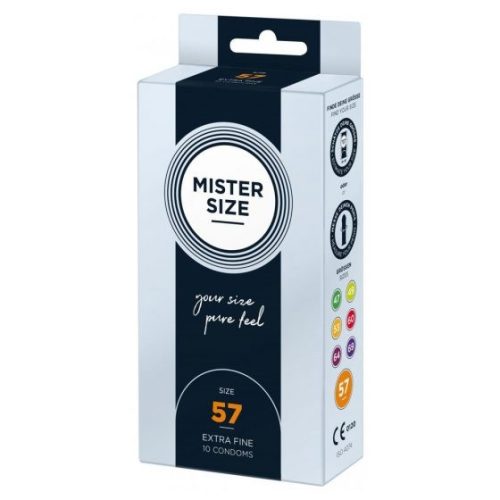 MISTER SIZE 57. - 10 DB EGYEDI MÉRETŰ, EXTRA VÉKONY ÓVSZER (57 MM)