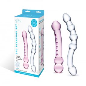 Gläs Pleasure Set Double Pleasure Glass Dildo Szett 2db-os