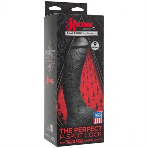 Doc Johnson - Kink The Perfect P-Spot Ultraskyn Cock Fekete -Teljesen élethű, durva erezetű, intenzív orgazmust ígérő pénisz