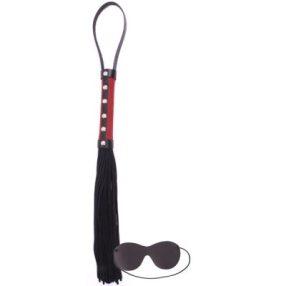 Angel Touch Bőr korbács piros szemfedővel