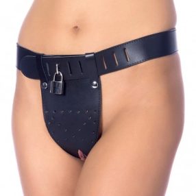   Rimba Chastity Belt with Two Holes In Crotch Padlock Included 7241 - Bőr Erényöv női