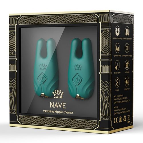 Zalo Nave Wireless Vibrating Nipple Clamps Turquoise Green