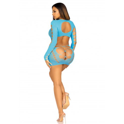 Leg Avenue-  Long Sleeve Cut Out Mini Dress Turquoise