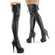 Pleaser Delight-3050 Blk Str Faux Leather/Blk Matte 36-44 méretig térdcsizma