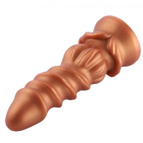   HiSmith HSA56 Spiral Grain Silicone Dildo KlicLok 8.46" Gold