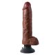 Pipedream King Cock 10" Vibrating Cock with Balls Brown- hajlítható élethű nagy vibrátor barna.