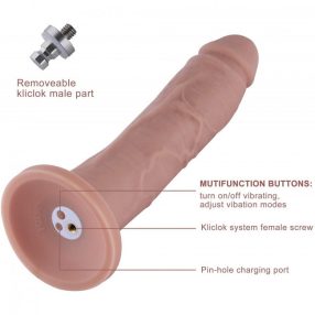   HiSmith - HSA67 Slight Curved Silicone Vibrating Dildo KlicLok 10.2" Skin - vibráló dildó