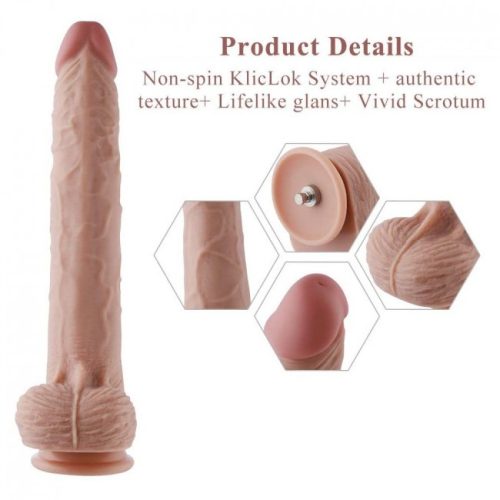 HiSmith HSA69 - Extra-Length Silicone Vibrating Dildo KlicLok 11.8" Skin