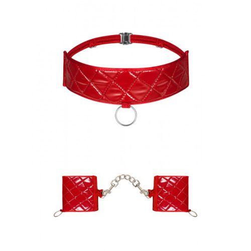 Obsessive Hunteria Cuff & Chocker - piros bilincs és csábító nyakpánt 