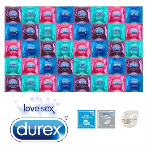 Durex Exclusive Mix Csomag - 40 óvszer Durex + 2x síkosító Pasante + ultra vékony Sagami Original 0.02 mint ajándék