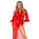 Leg Avenue Marabou Trimmed Robe & String Panty 86111 Red- piros köpeny 